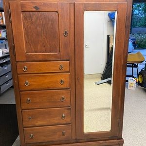 1900s Crescent Line Furniture Chifforobe / Armoire Dresser